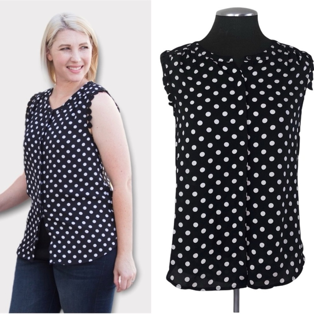 Daniel Rainn Black and White Sleeveless Blouse